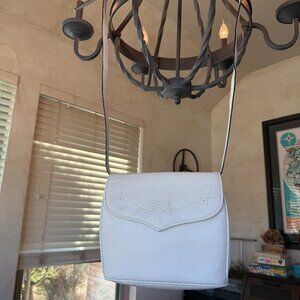 Salvatore Ferragamo Small White Leather Crossbody Purse, Rare, Vintage